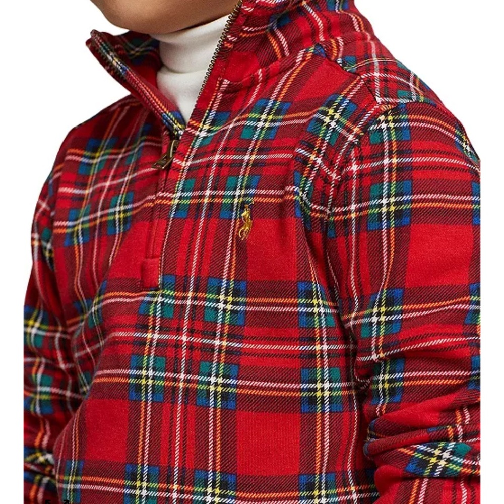 POLO RALPH LAUREN Toddler Little Boys Red Plaid Pullover Sweatshirt 3T